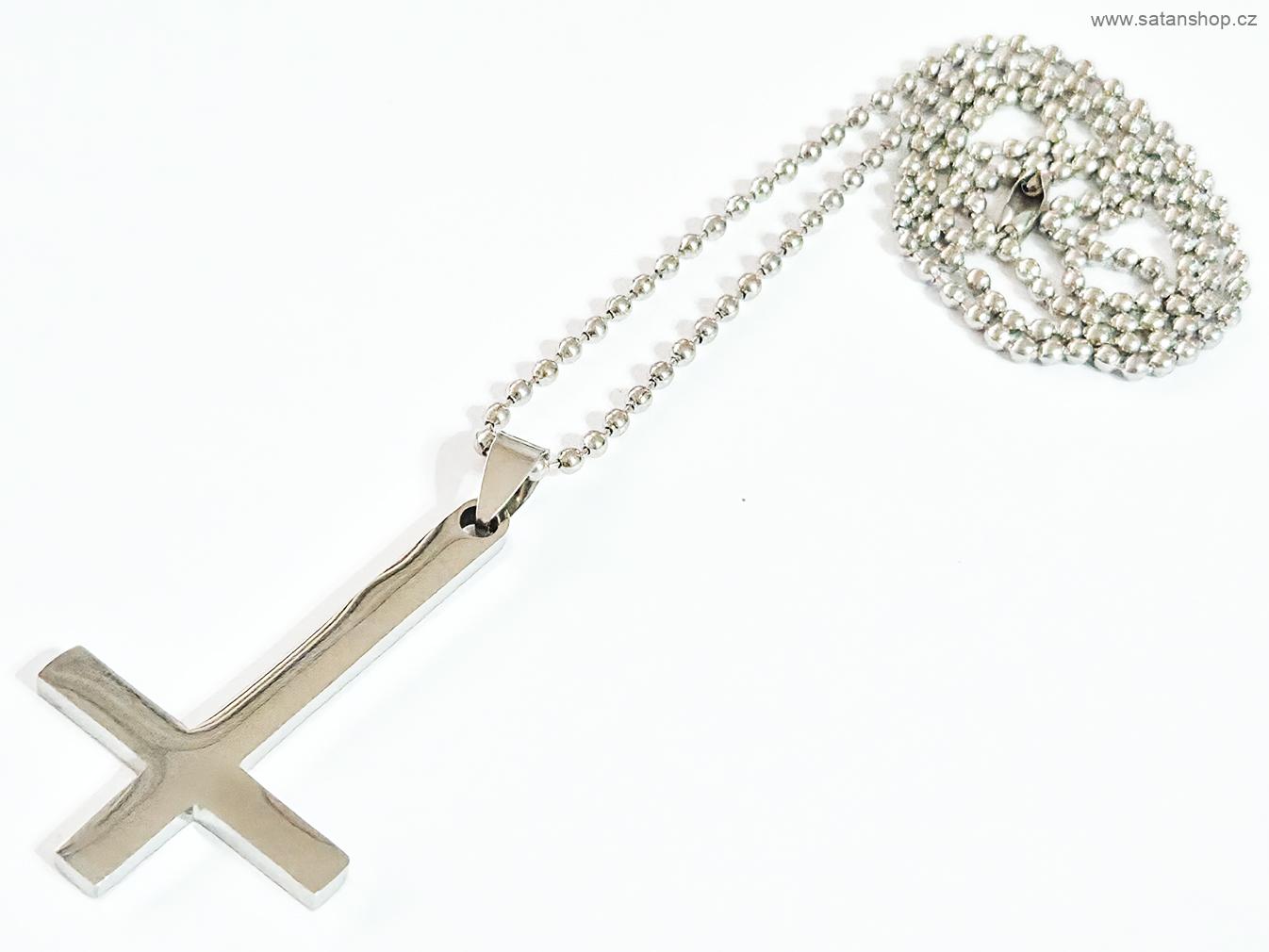 Náhrdelník - Obrácený kříž - Antichrist - Silver - 316L