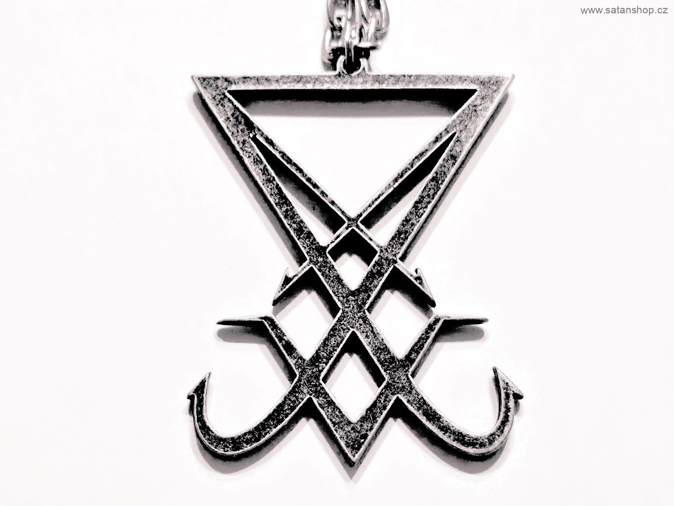 Náhrdelník - Lucifer Sigil - velký - Black Ritual - řetízek 316L