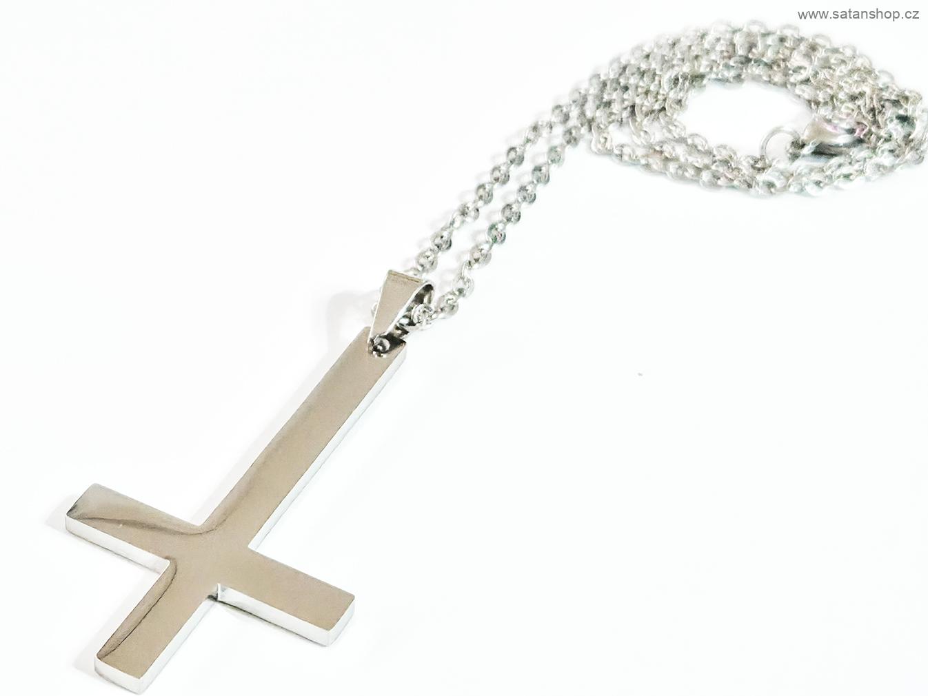 Náhrdelník - Obrácený kříž - Antichrist - Silver - 316L