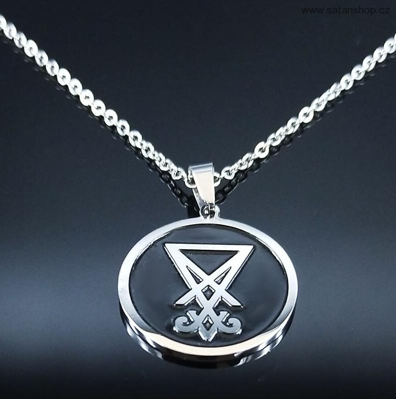 Náhrdelník - Sigil of Lucifer - Black Coin - 316L