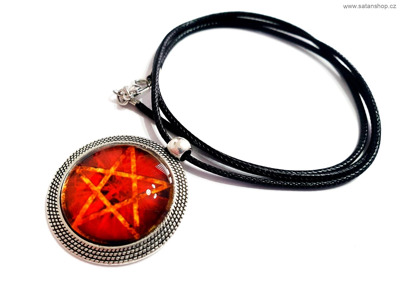 Náhrdelník - Pentagram in Fire - 30 mm