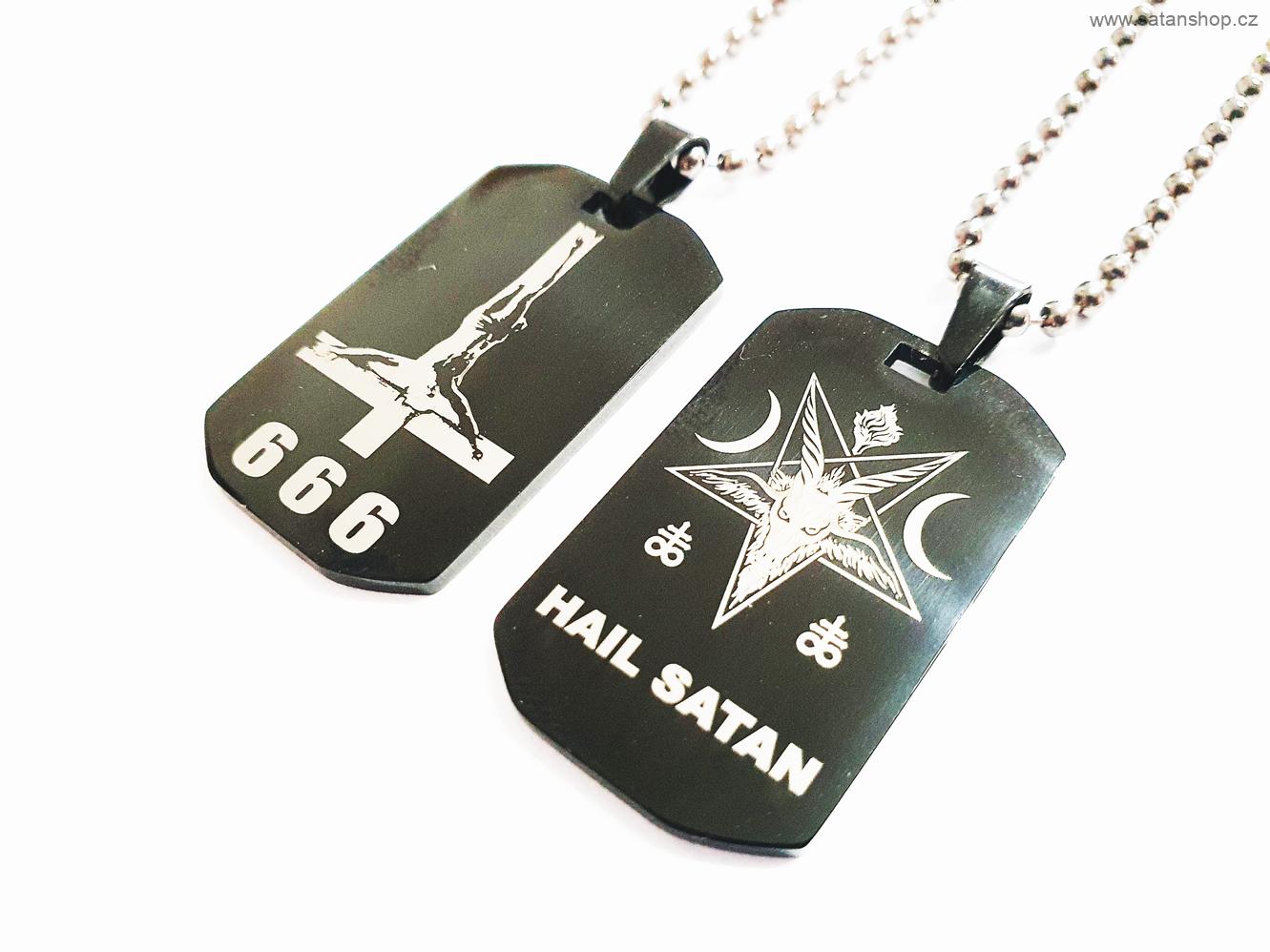 HeLLTag - náhrdelník - 666 - Hail Satan - DT black