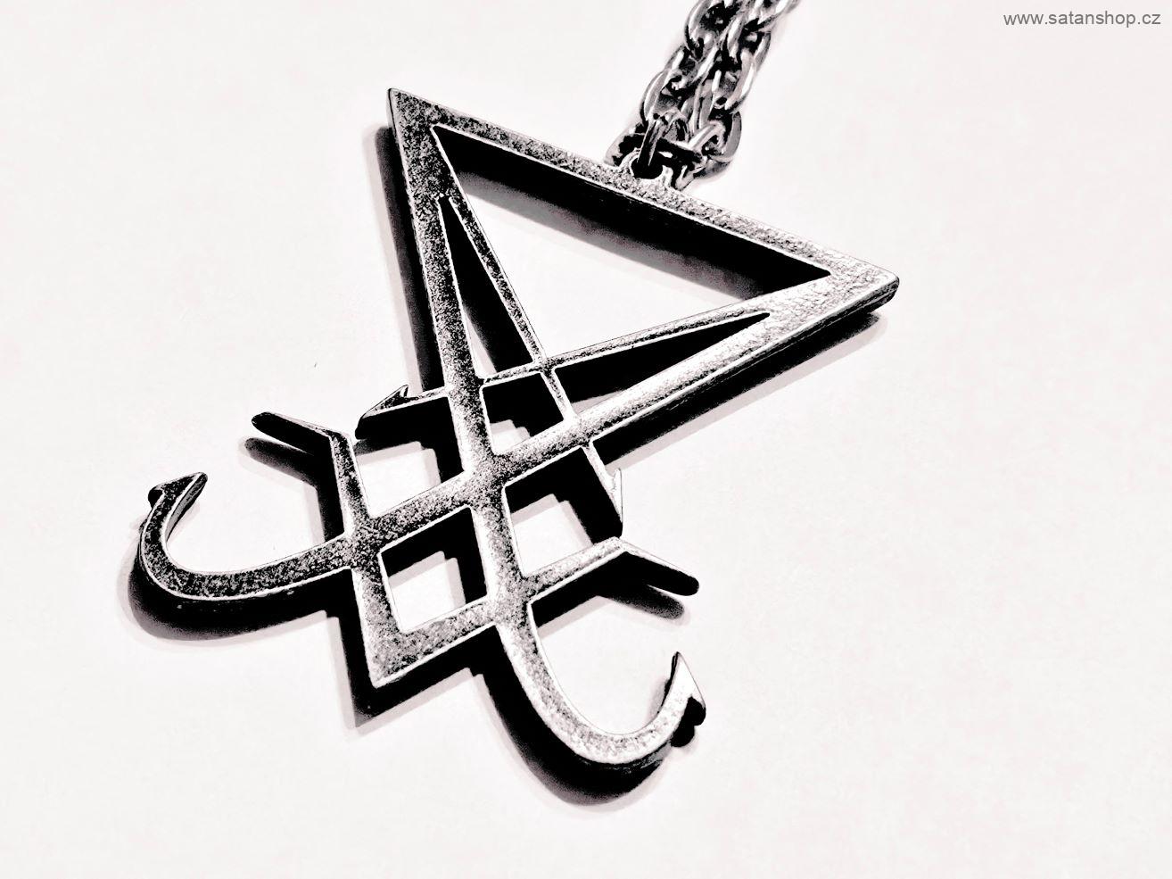 Náhrdelník - Lucifer Sigil - velký - Black Ritual - řetízek 316L
