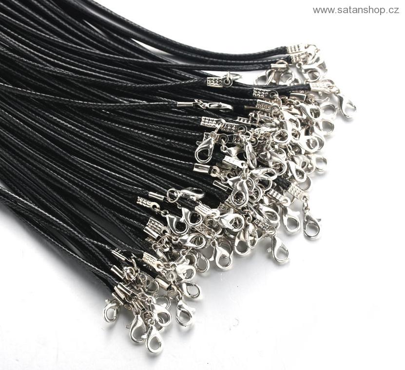 Šňůrka se zapínáním - Pletená kůže - průměr 2 mm / 60 cm