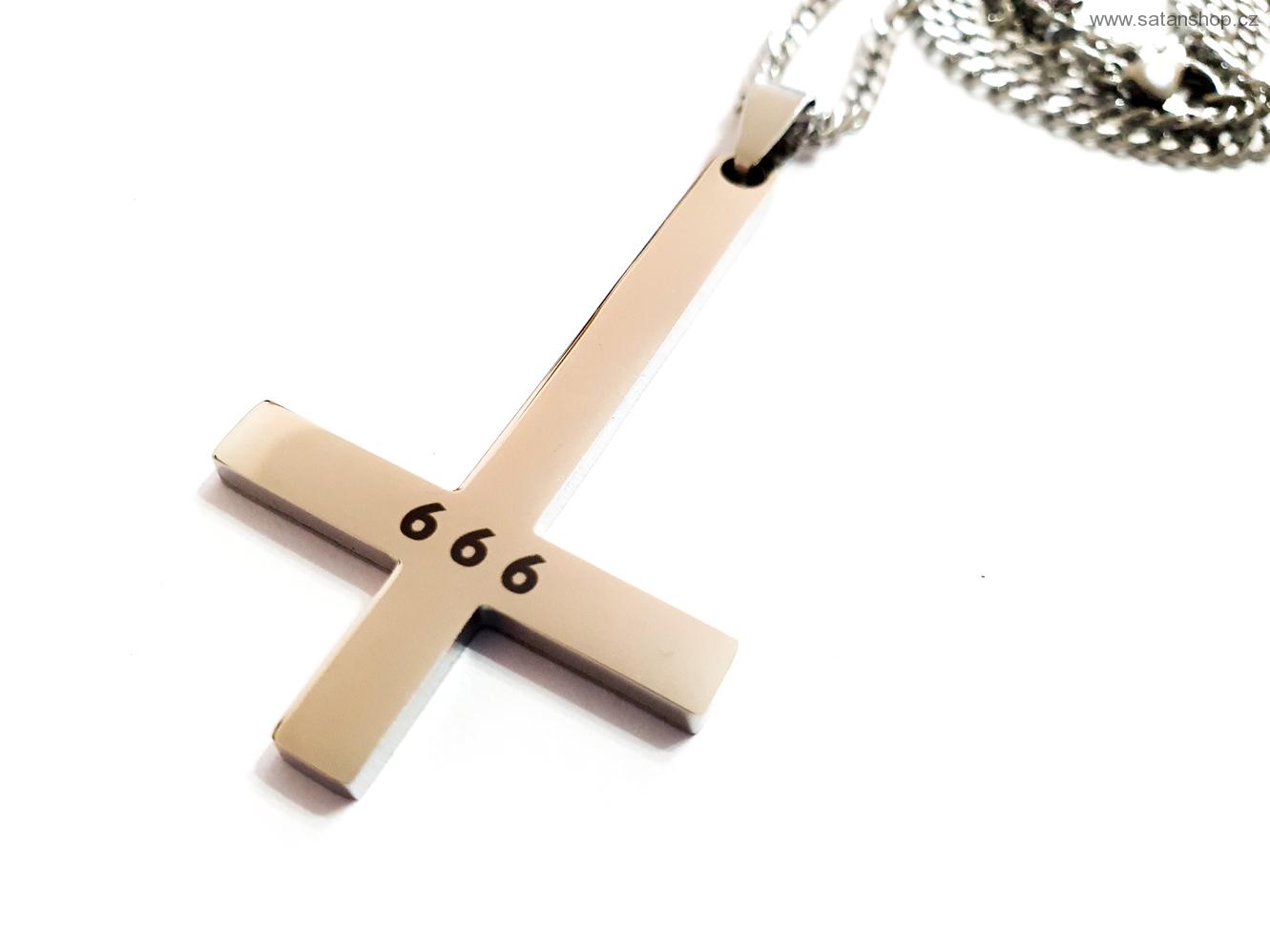 Náhrdelník - Obrácený kříž - 666 - Silver - 316L