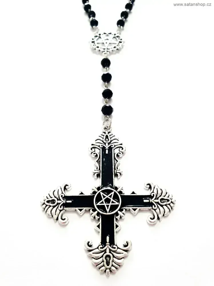 Satanic Rosary - Pentagram Cross - Black