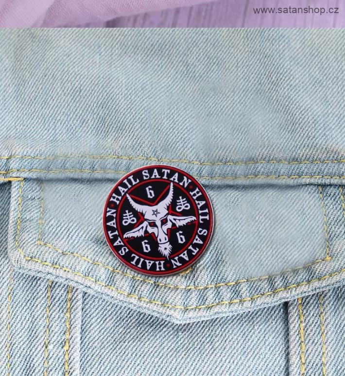Kovový odznak - Hail Satan - s pinem