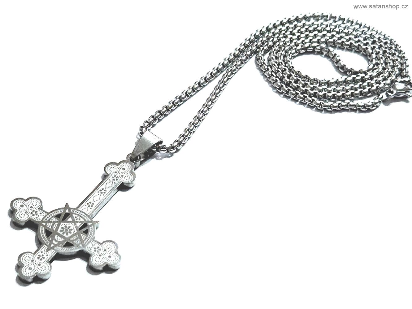 Náhrdelník - Obrácený kříž - Ornament