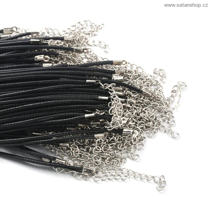 Šňůrka se zapínáním - Pletená kůže - průměr 2 mm / 60 cm