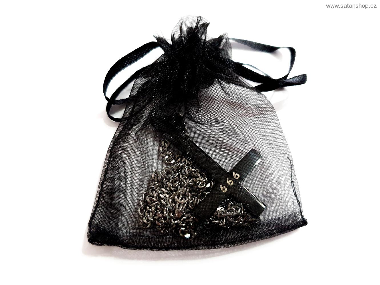 Náhrdelník - Obrácený kříž - 666 - Black - 316L