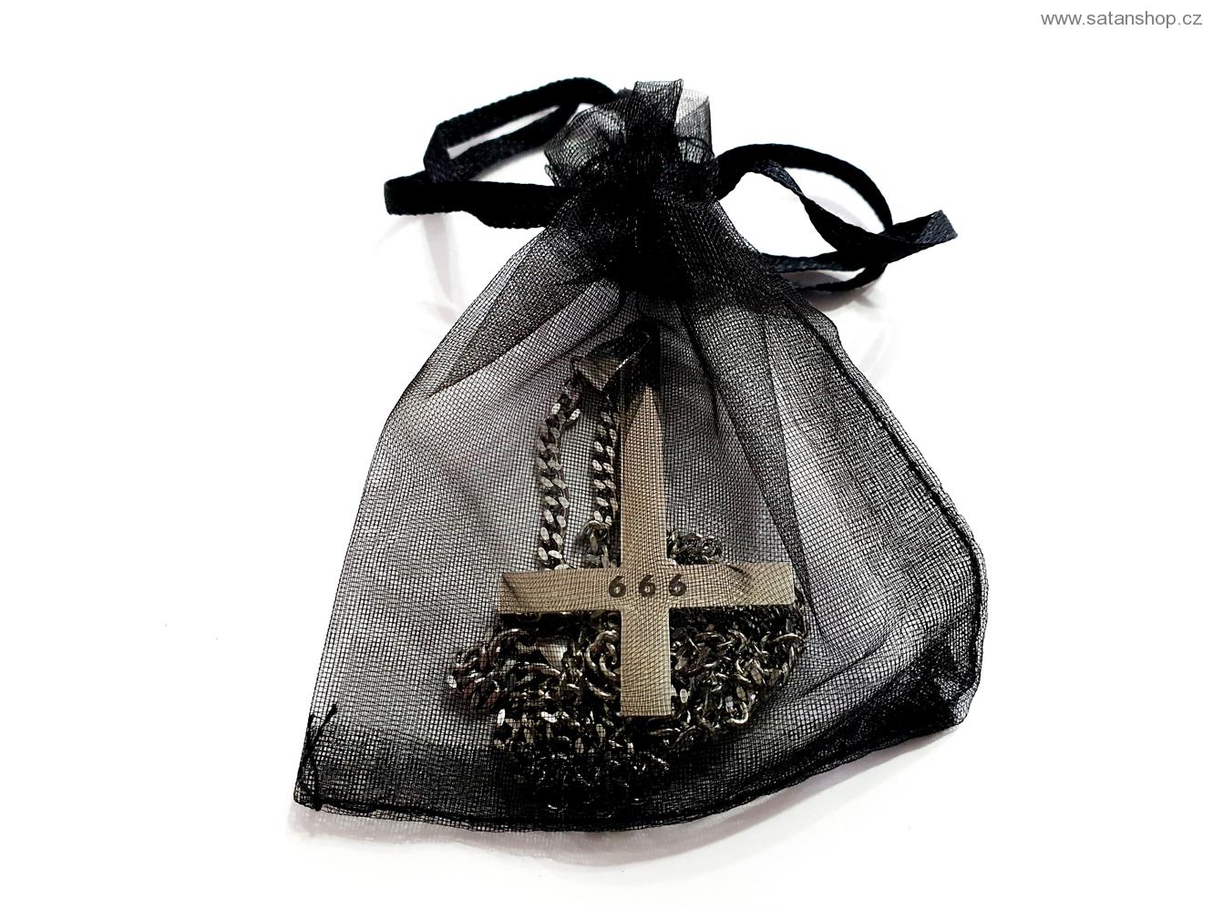 Náhrdelník - Obrácený kříž - 666 - Silver - 316L