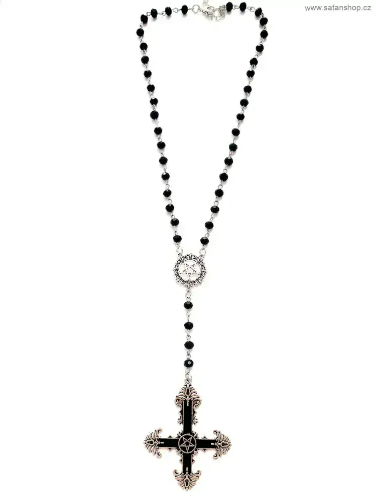 Satanic Rosary - Pentagram Cross - Black
