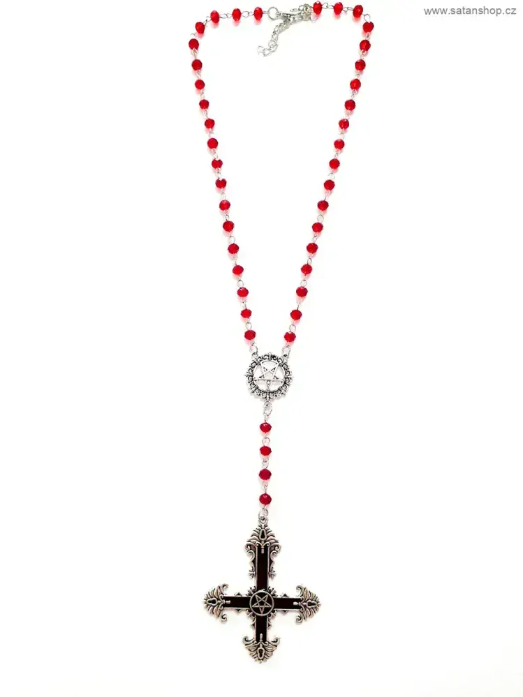 Satanic Rosary - Pentagram Cross - Red