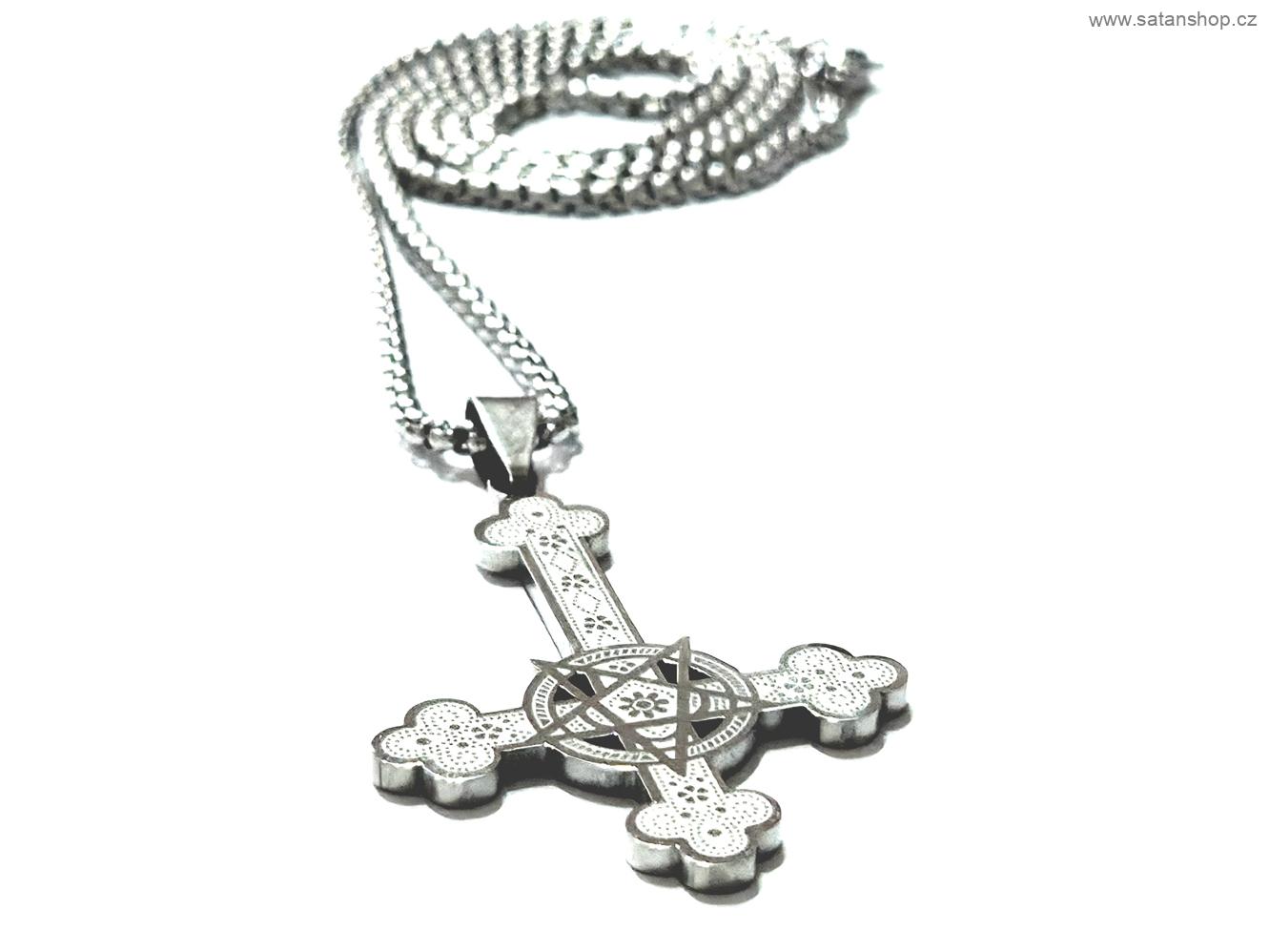 Náhrdelník - Obrácený kříž - Ornament