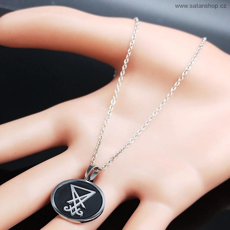 Náhrdelník - Sigil of Lucifer - Black Coin - 316L