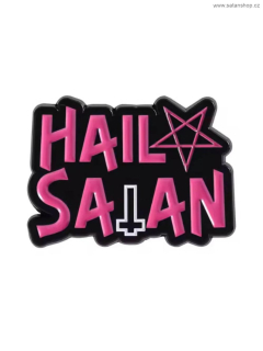 Kovový odznak - Pink Hail Satan - s pinem